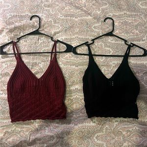 H&M Crochet V-Neck Crop Tops Size S